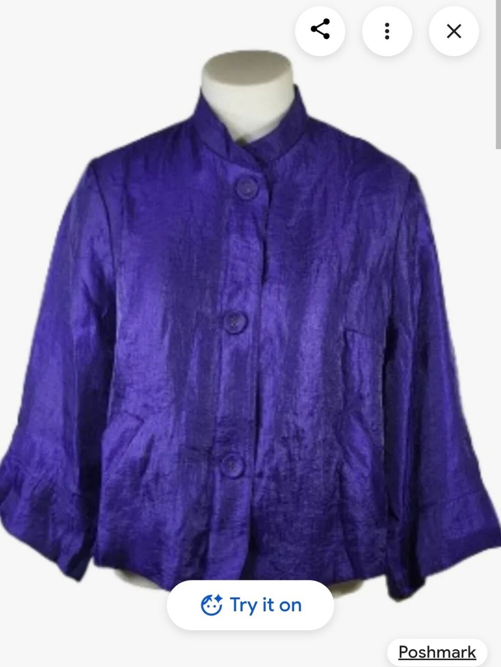 Ruby Rd. Deep Purple Button-Front Blazer